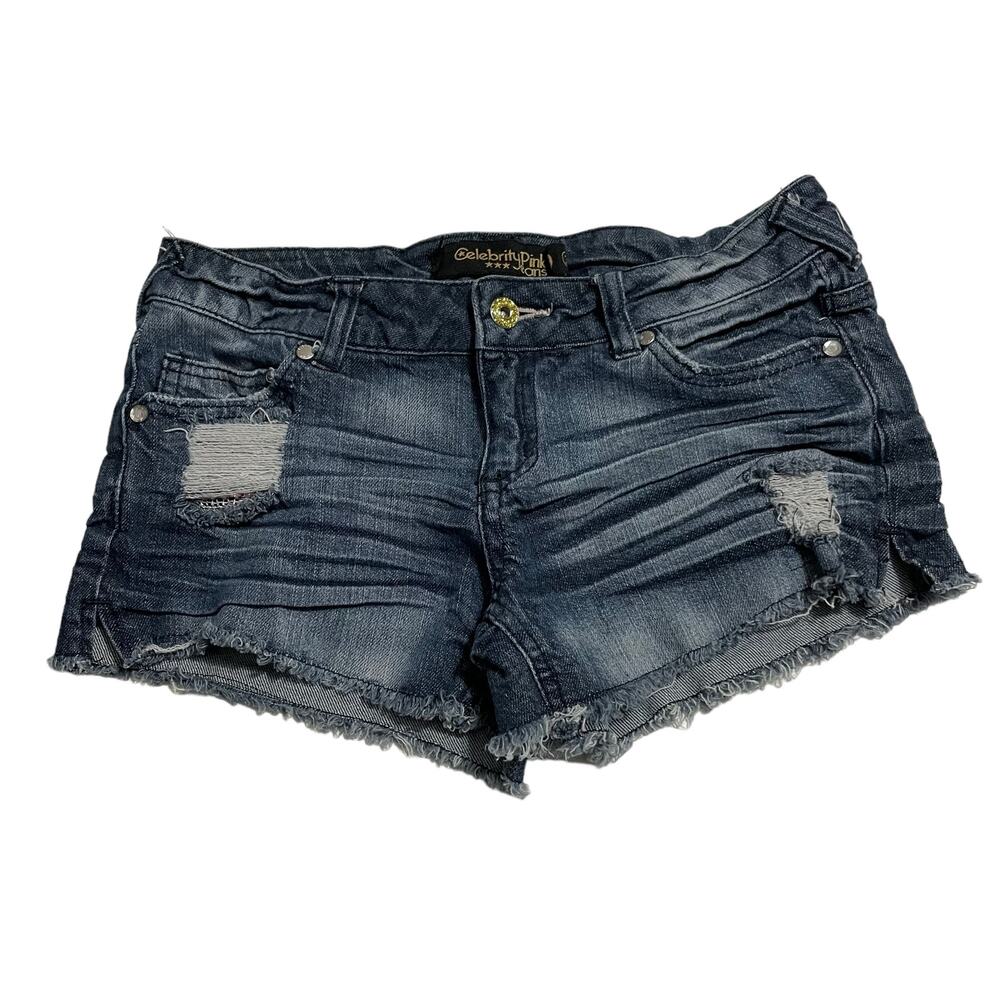 Celebrity Pink Womens Juniors Jean Shorts Size 3 Low Rise Booty Distressed Denim